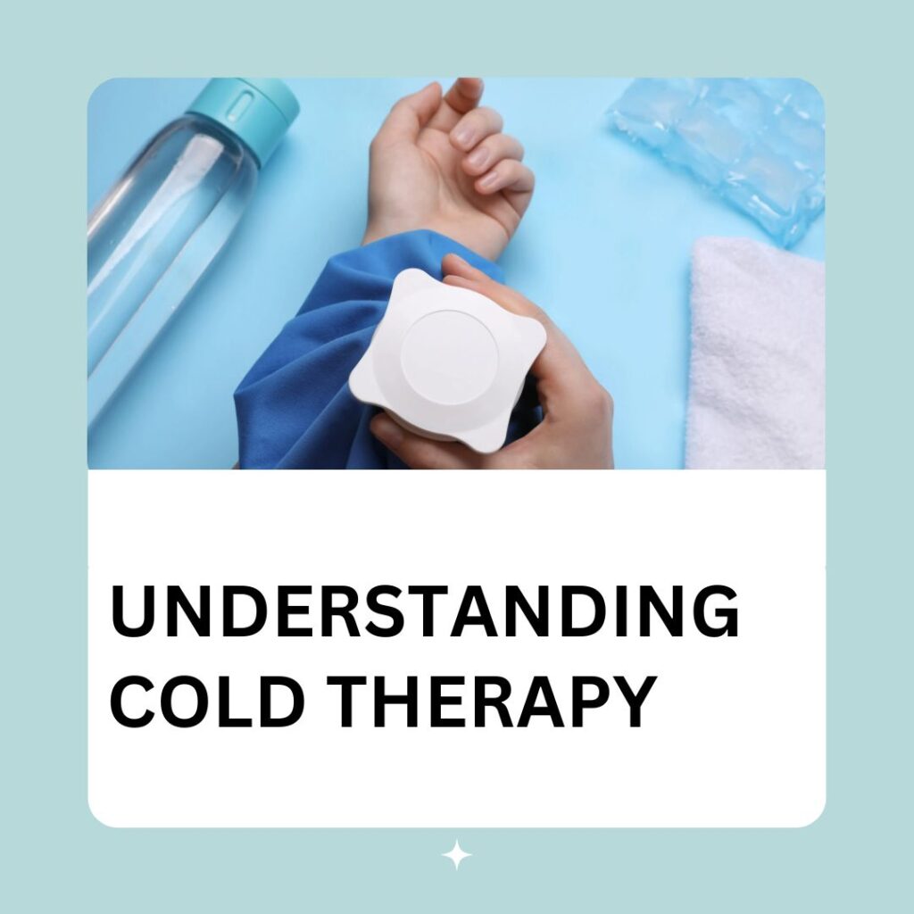 Comparison image showing Cold vs Heat Therapy methods, featuring ice packs for cold therapy and heating pads for heat therapy to relieve sore muscles.